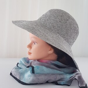 Vintage Betmar New York Black White Wide Brim Summer Hat, One Size, 21.5inch or 54cm