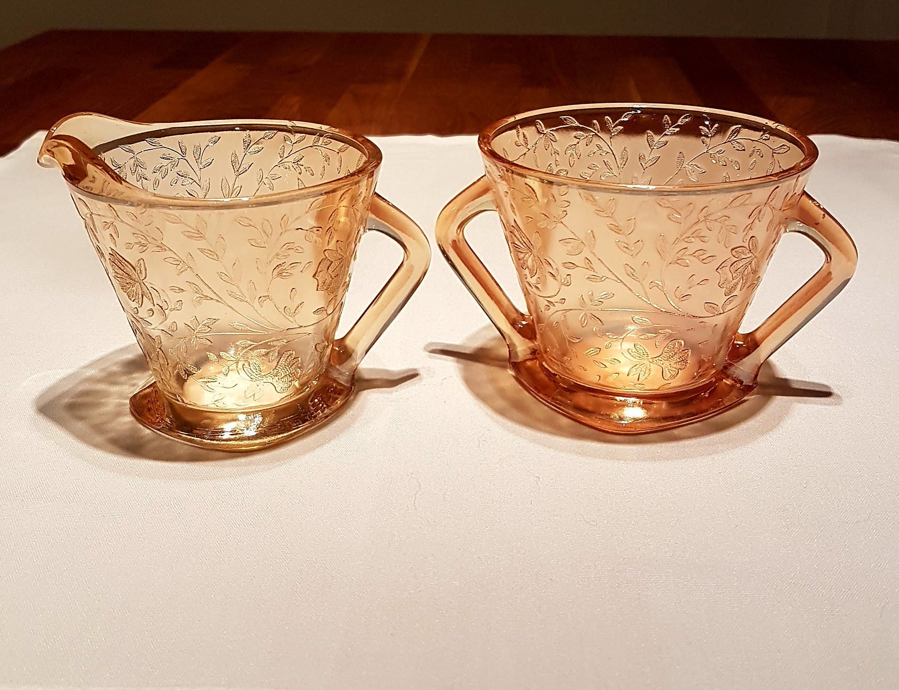 Vintage Carnival Glass Creamer & Sugar Set