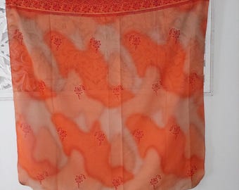 Orange Floral Square Shoulder Scarf With Tag
