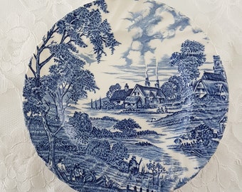 Ridgway Pottery MEADOWSWEET Blue Transferware Ironstone Side Plates, 6.25 Inch, Sets of 3, Made in England, 1970s