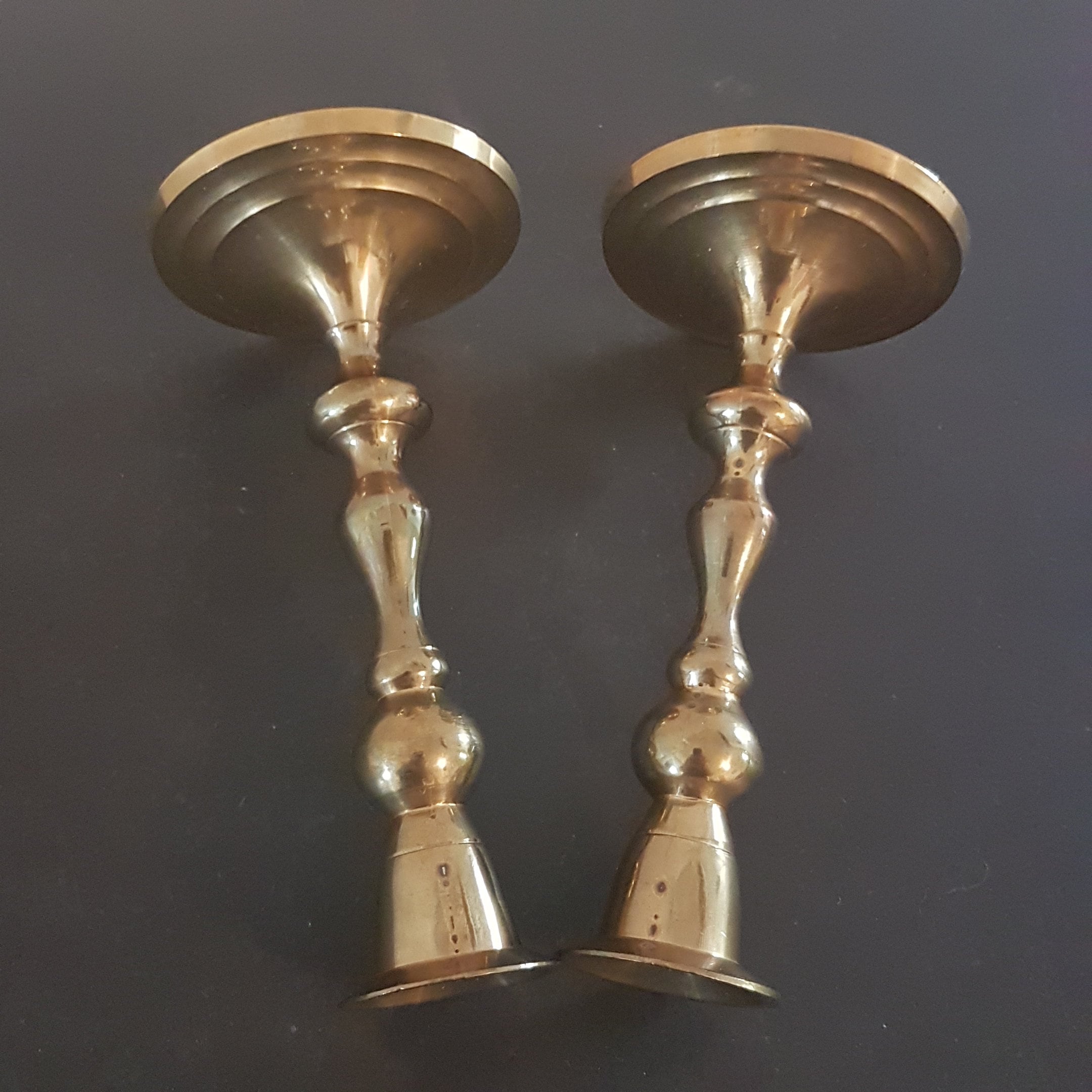 Vintage Pair Solid Brass Candlestick Candle Holders Made In India | My ...