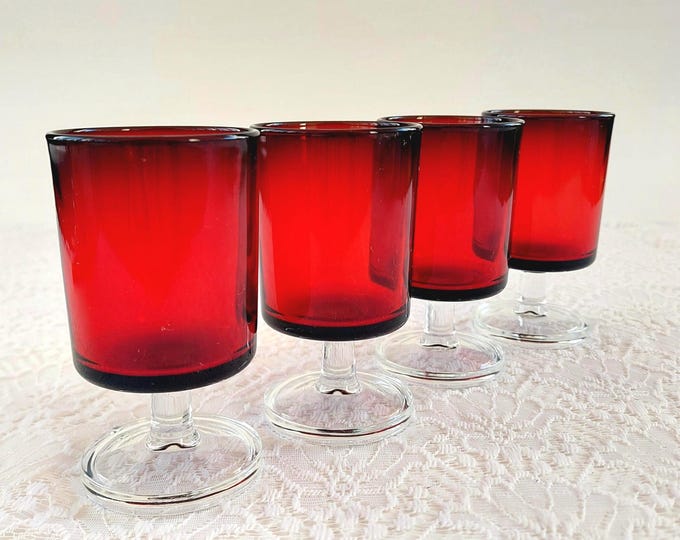 Luminarc Cavalier Ruby Red 3oz Cordial Glasses Set of 4