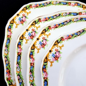 Set van 4 Alfred Meakin STELLA vierkante borden, 8 inch, patroon MEA312, gemaakt in Engeland