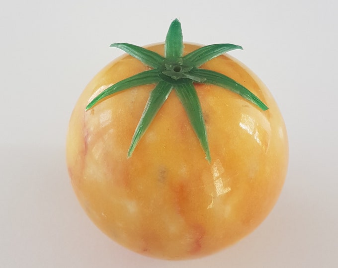 Vintage Alabaster Stone Marble Tomato, Faux Fruit Bowl Filler