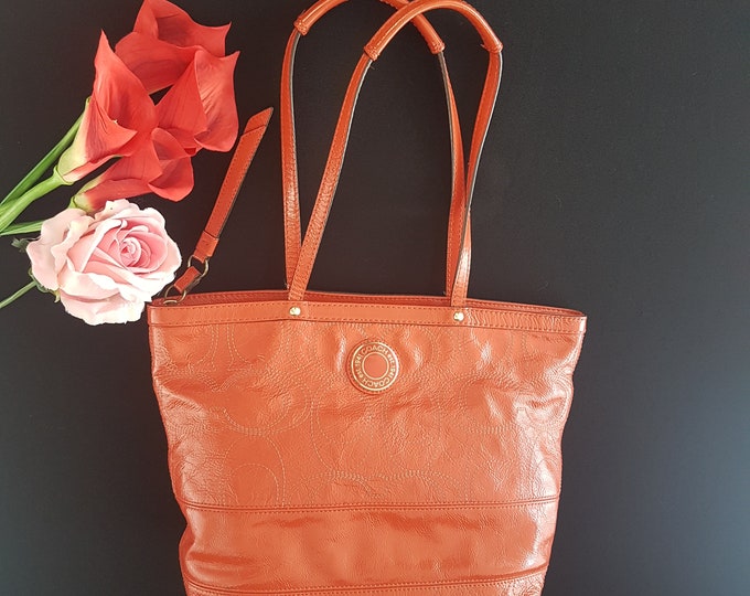 Vintage Coach Orange Leather Satchel Handbag K1295-F19190