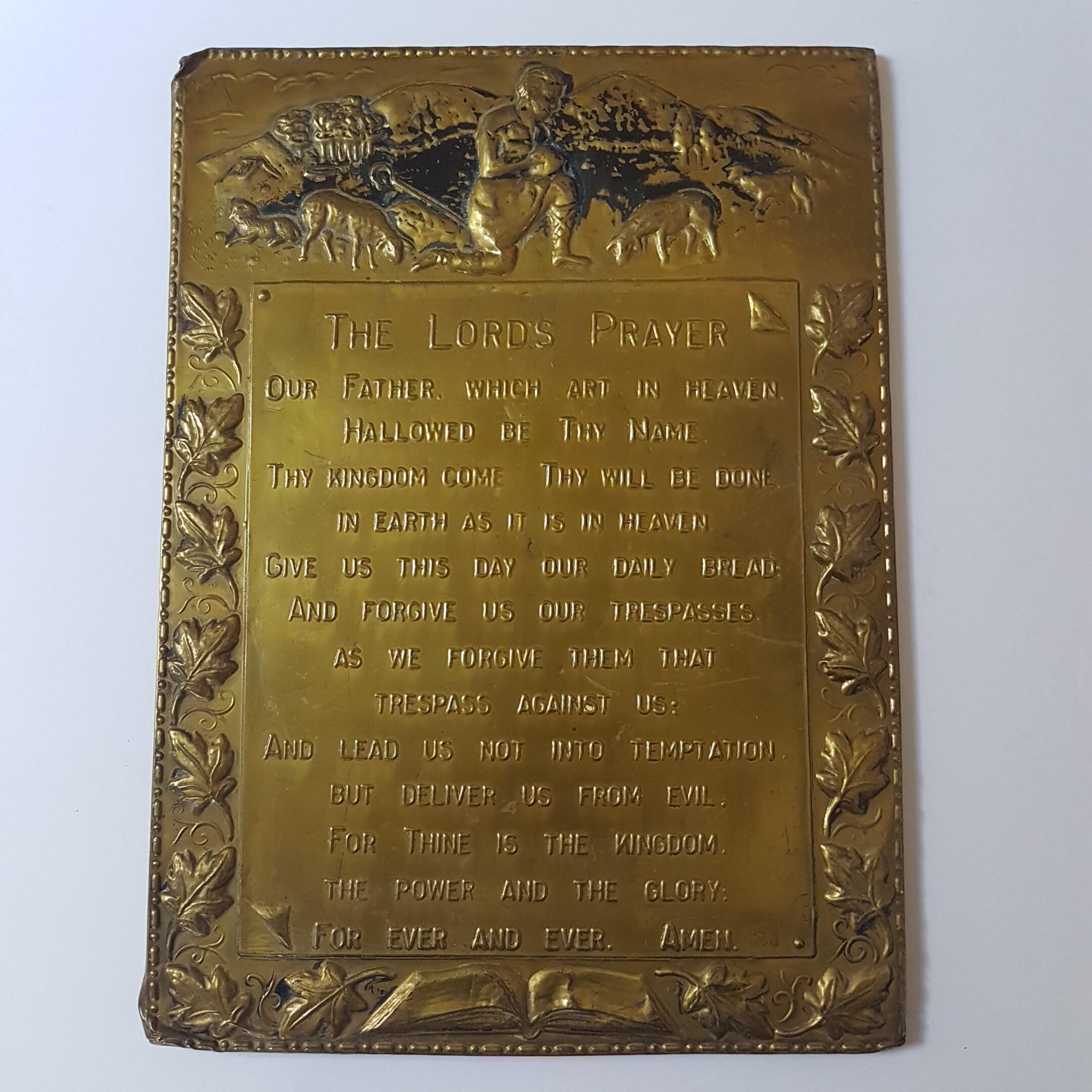 RESERVED Vintage Brass Metal The Lord's Prayer Wall Plaque, Religious Gift, Christianity, Made