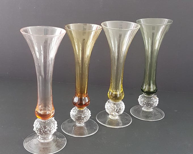 4pc Hand Blown Cordial Glasses Set