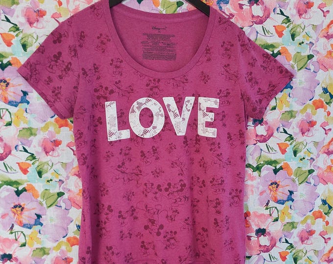 Mickey Minnie Kissing 2XL Pink Short Sleeve LOVE T-Shirt Disney Store