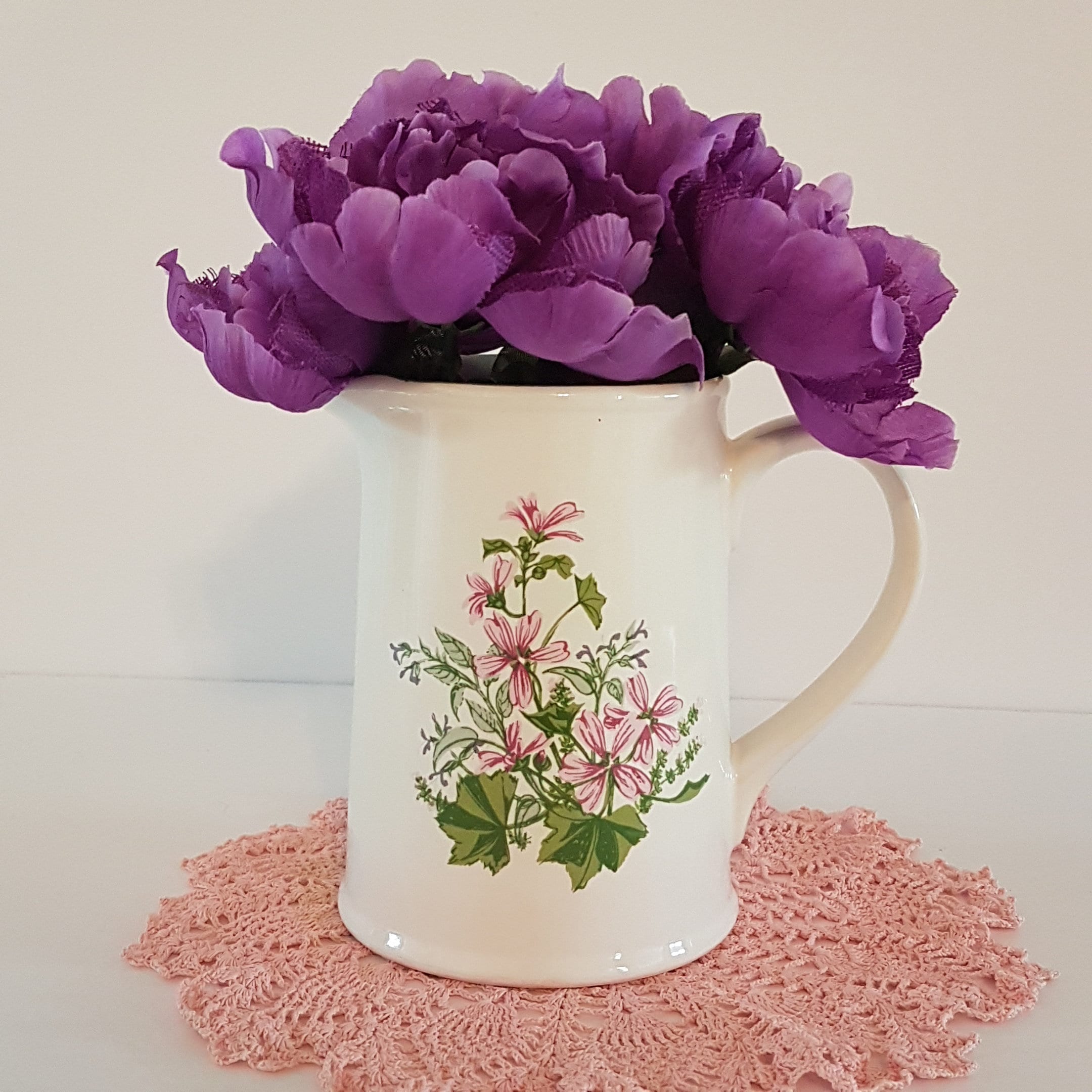 32oz Ulster Ceramics WILD MALLOW Ewer Jug, Water Pitcher, Milk Pitcher