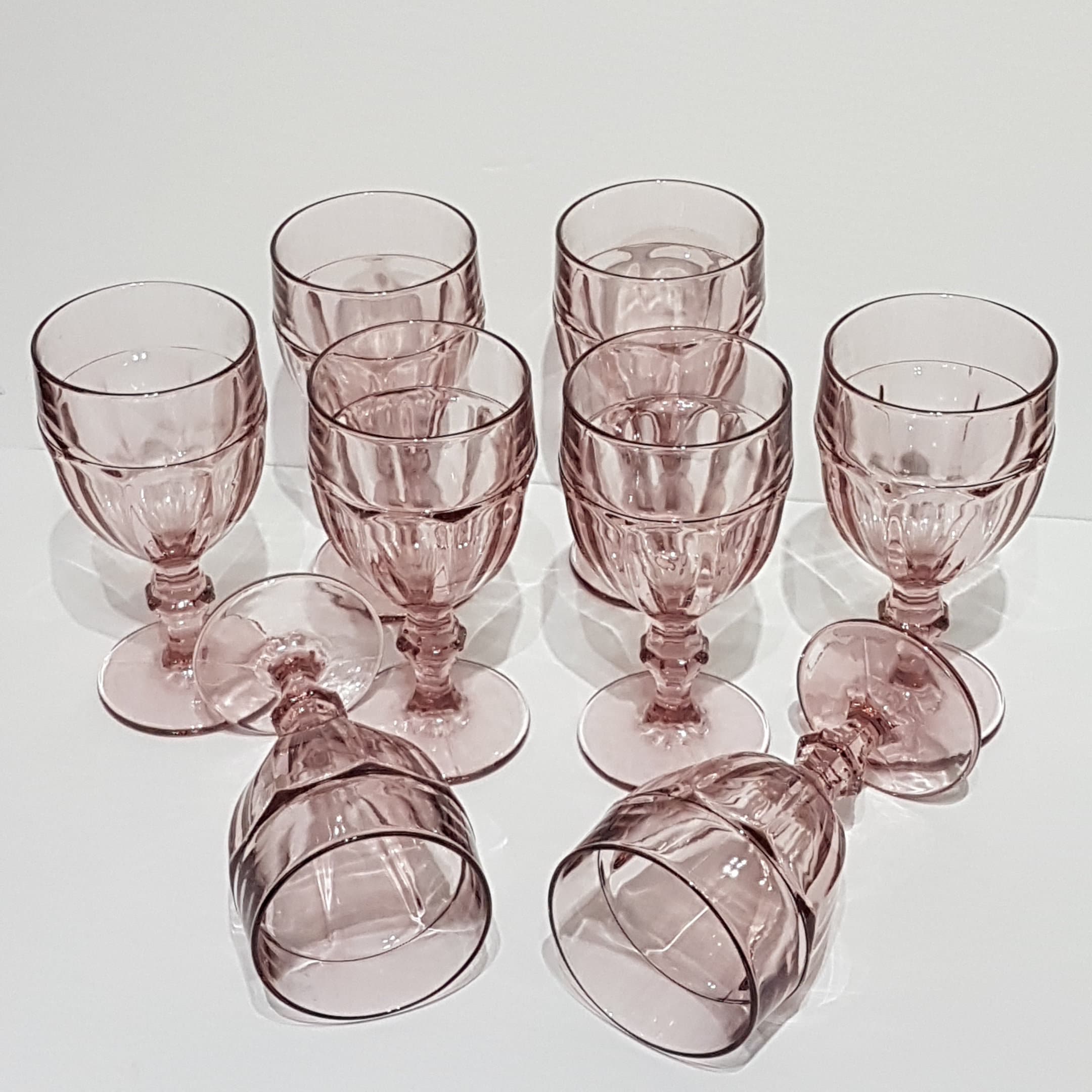 Set of 8, Libbey Duratuff Pink Wine Glasses, Water Goblets, Iced Tea