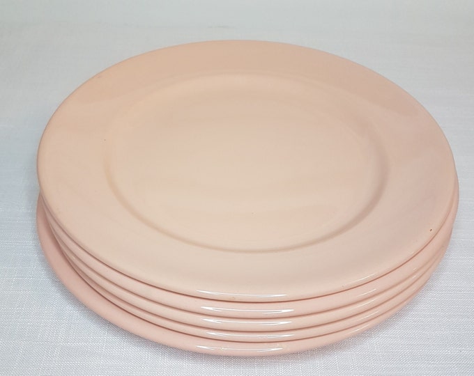 Peach Petal Dinner Plates by Grindley, Set of 5 Vintage 10 Inch All Peach Ironstone Plates, Made in England