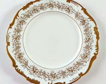 Vintage Bone China Dinner Plates Set of 3 Gold Gilt Coalport Hazelton England