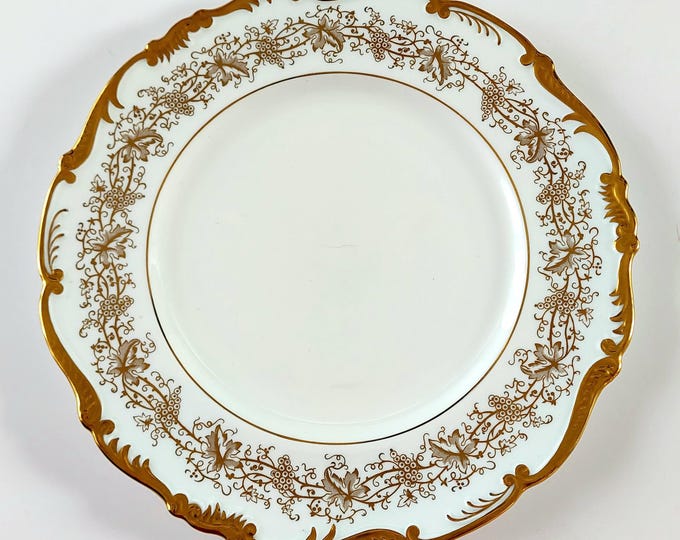 Vintage Bone China Dinner Plates Set of 3 Gold Gilt Coalport Hazelton England