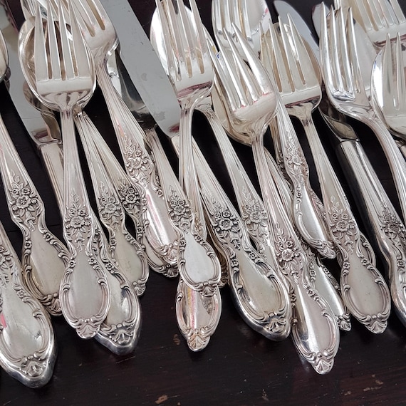 43pc WM Rogers Victorian Rose International Silver Plate Service