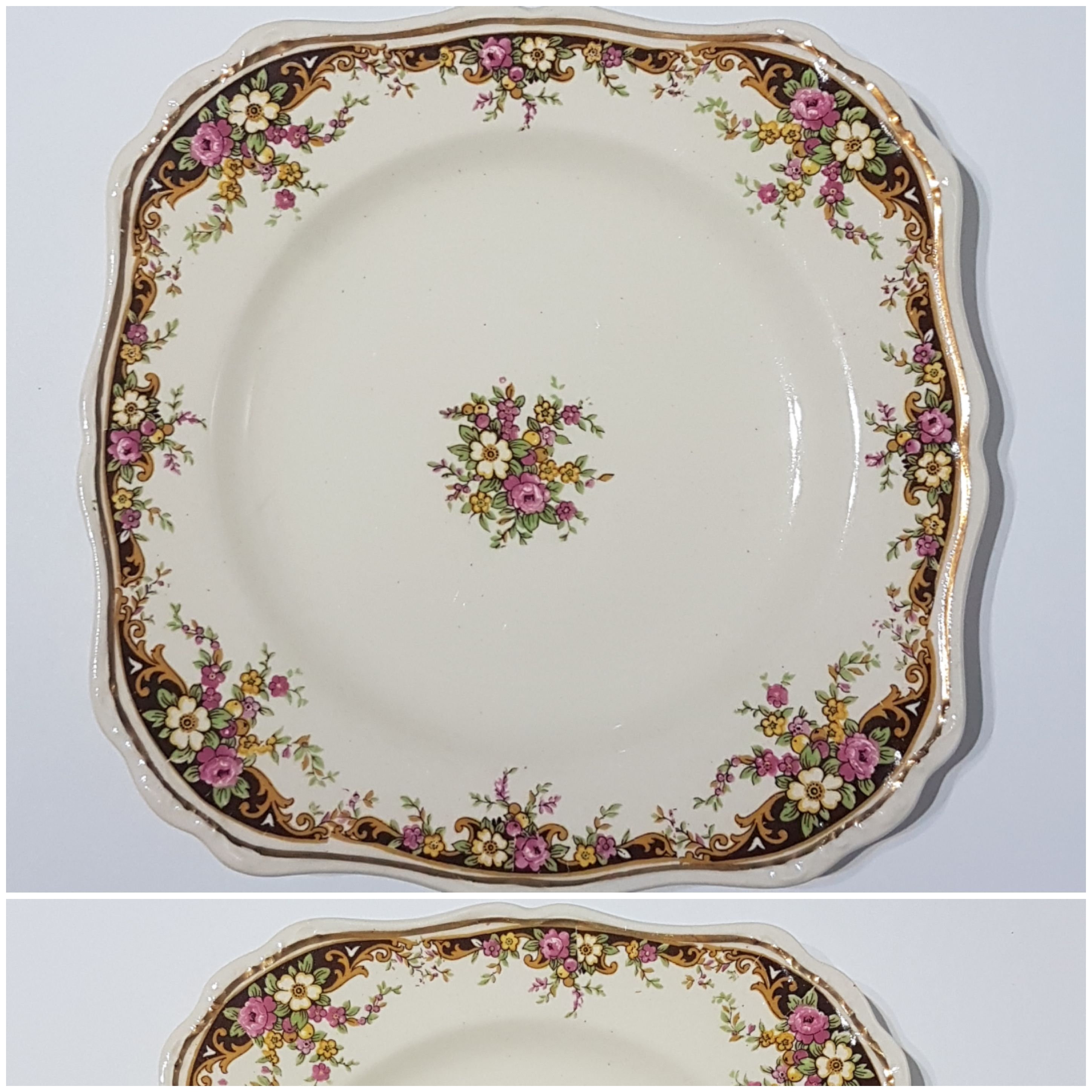 ANTIQUE Floral Plates, Set of 6 Meakin Plates, Floral Side Plates