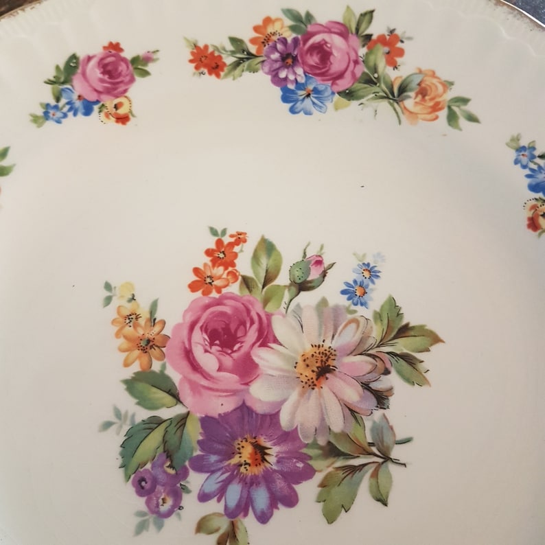Swinnertons Dinner Plate Sets of 2, Luxor Vellum, Reg No 837606, Pattern SWI139, Vintage English Transferware, Floral China Plates, 1940 image 2