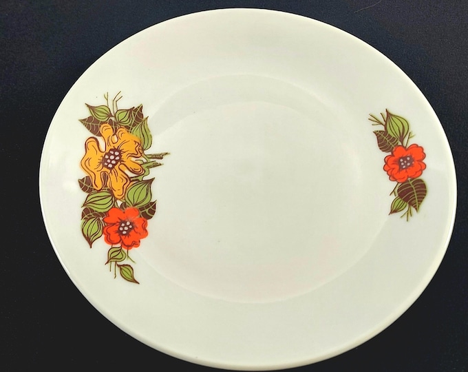 Bohemian 70s China Side Plates Set Retro Floral Vintage Ceramic Dinnerware Boho Groovy