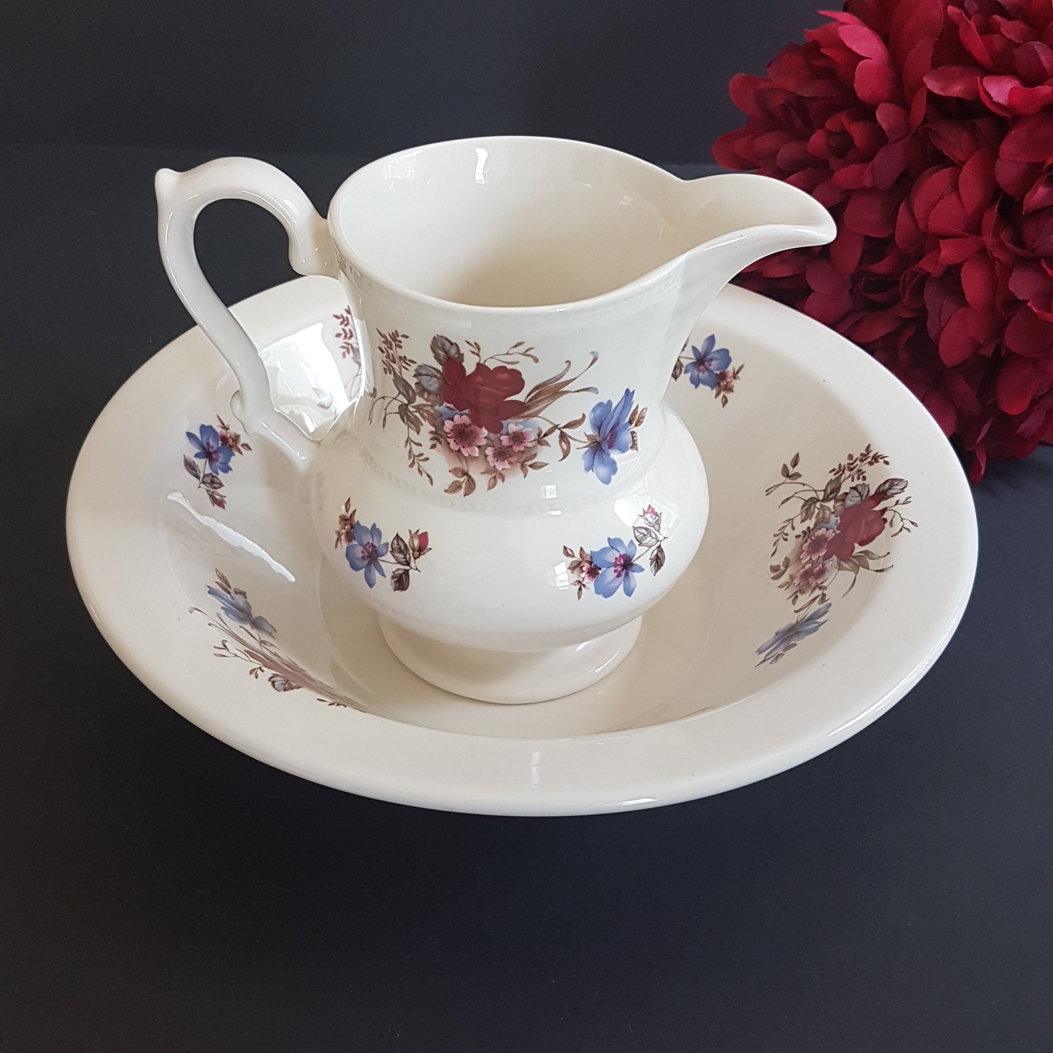 Lord Nelson Pottery Pitcher & Wash Basin Set, Victorian Decor, Small