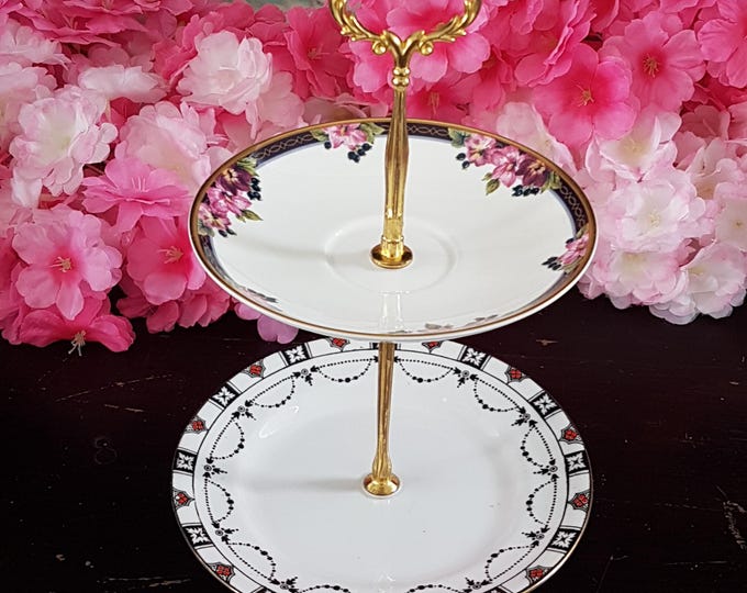 Elegant 2-Tier Bridgerton-Inspired Stand for Tea Parties, Desserts, and Jewelry Display