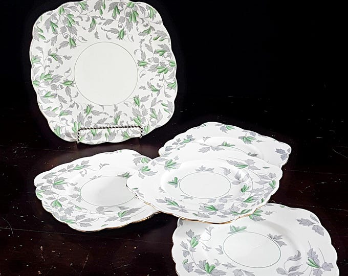 Elegant 5-Piece English Bone China Serving Set by Royal Grafton - Vintage Afternoon Tea Platter