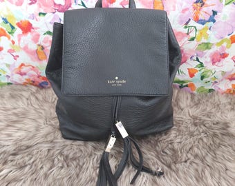 Kate Spade Grey Street Wilder Backpack Large Pebbled Leather Drawstring Commuter Bag