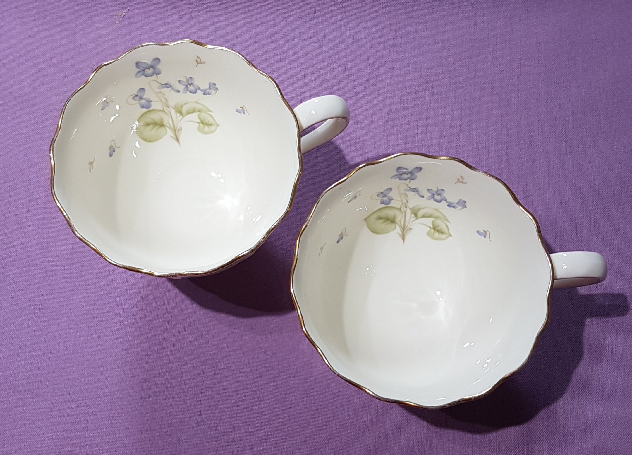 Vintage Mikasa China, Set of 2 Tea Cups and Matching Side Plates