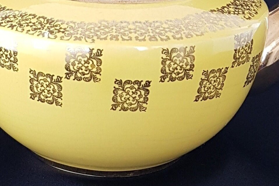 Vintage Teapot by Sudlows Burslem England, Yellow Tea Pot with Gold