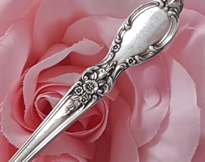 Vintage WM Rogers Victorian Rose 8pc Silver Plated Teaspoon Set International Flatware Mid-Century