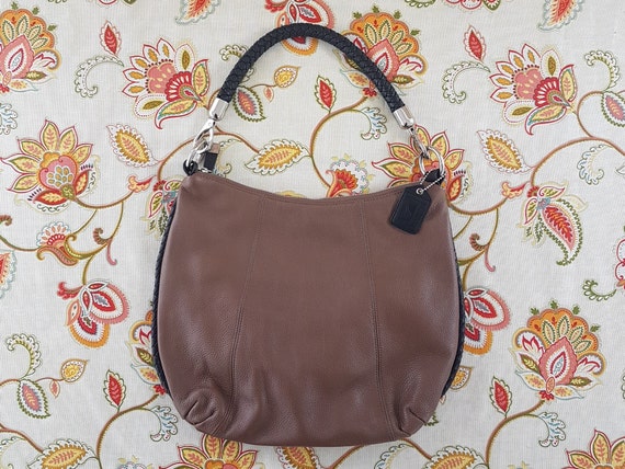 Vintage Soprano Brown Leather Shoulder Bag with Braided Strap