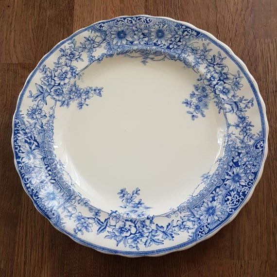 Antique Flow Blue Dinner Plate Keeling Co Stirling English Pottery Staffordshire