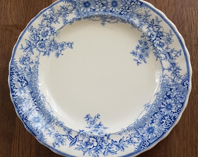 Keeling & Co Stirling Flow Blue White Antique Dinner Plate - Decorative Wall Plate Staffordshire England