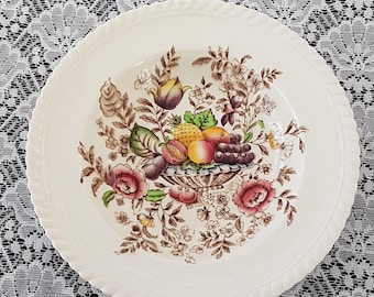 Vintage Johnson Brothers Pomona Soup Bowls: Windsor Ware Brown Transferware, Set of 4