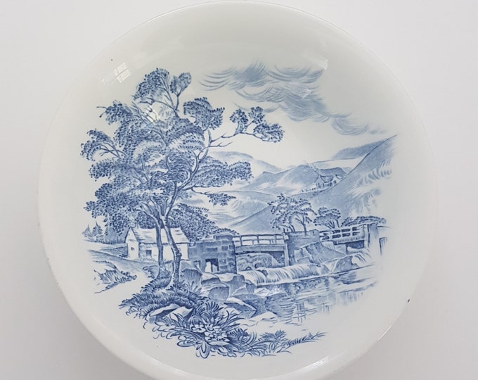 Soup Bowls Wedgewood COUNTRYSIDE Blue Transferware on White Ironstone, Made in England, 1960s