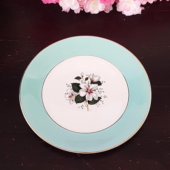 Vintage Ridgway Saraband Blue Floral Dinner Plates 9.75" - Mid-Century English Dinnerware Set