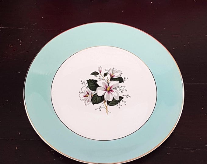 Vintage Ridgway Saraband Blue Floral Dinner Plates 9.75" - Mid-Century English Dinnerware Set