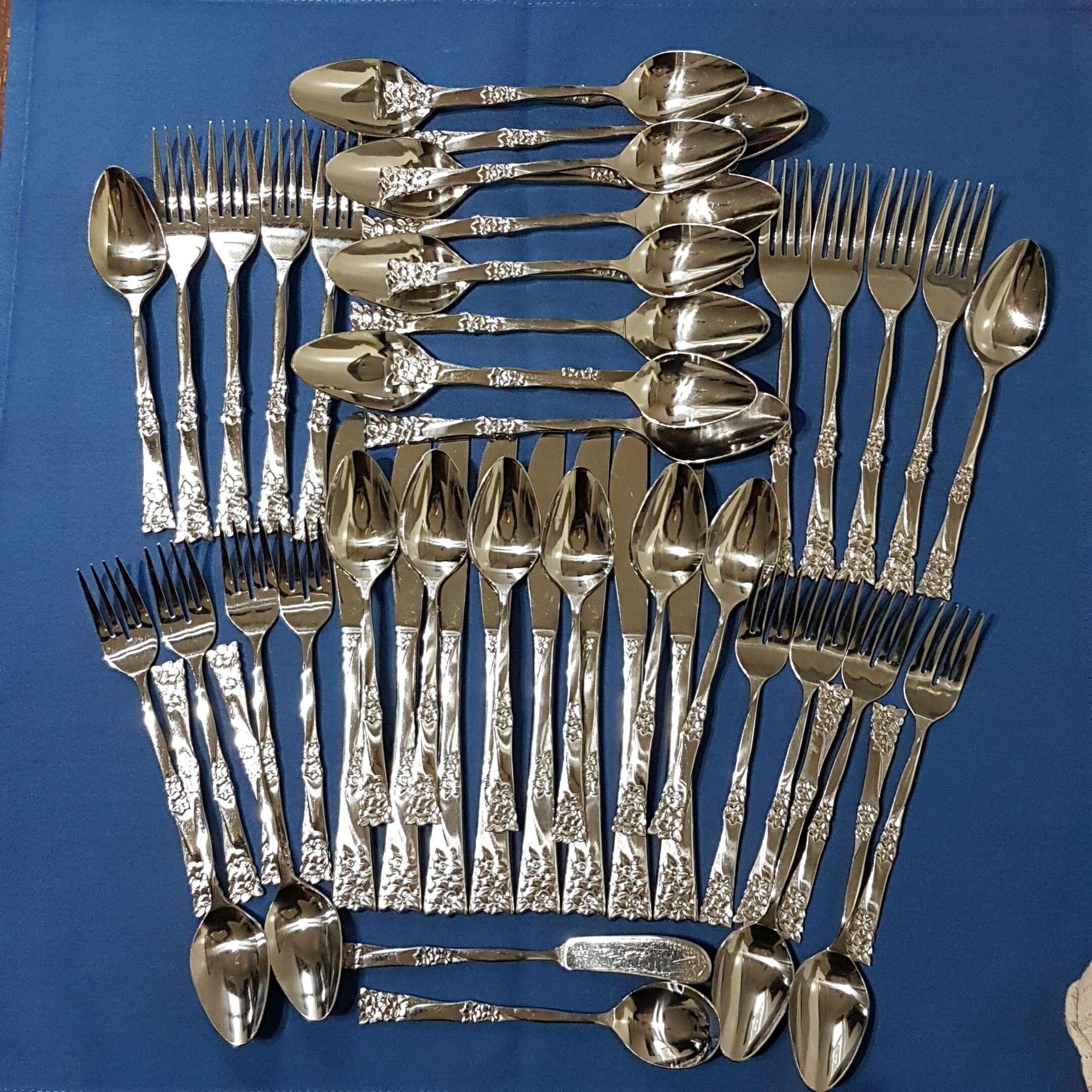 50pc Mid Century Stainless Flatware, Service for 8