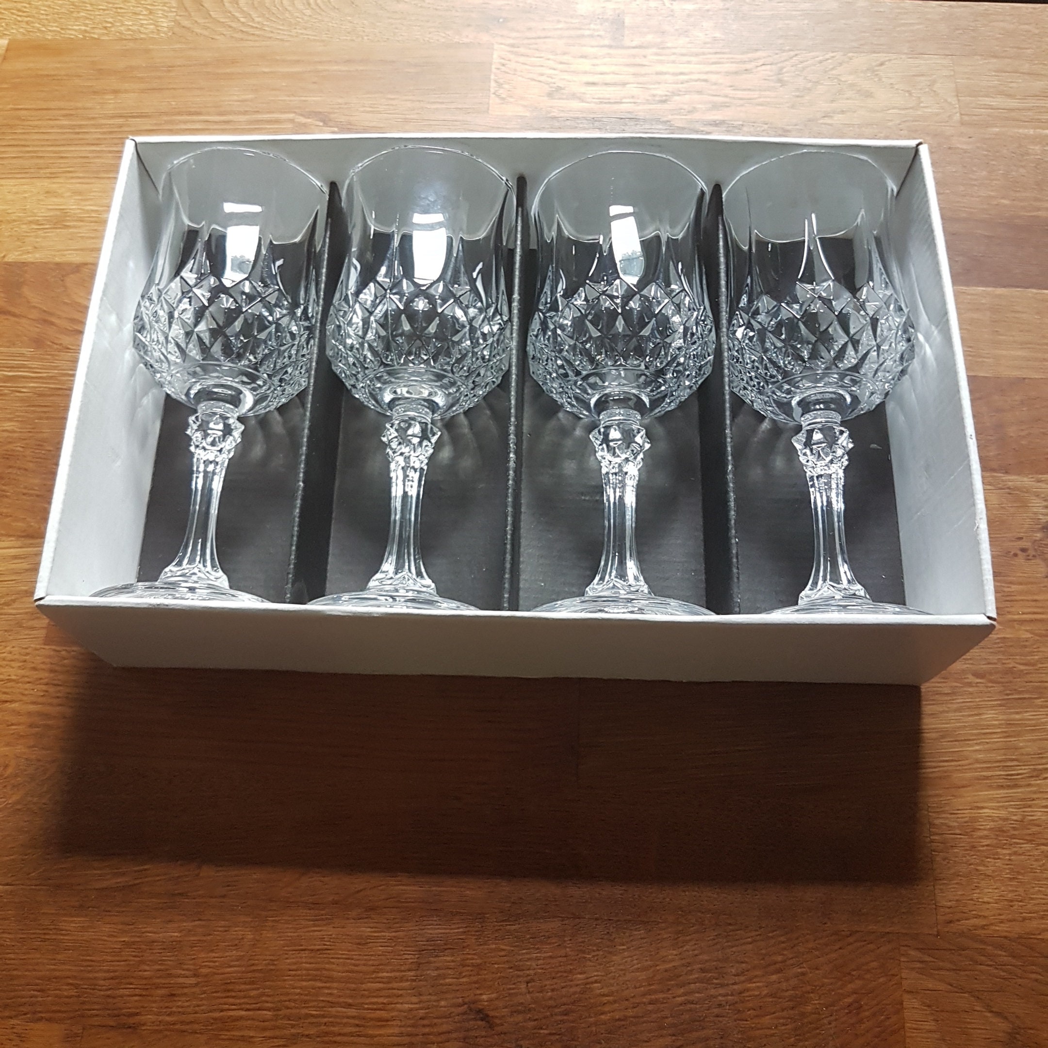 4 Vintage Cristal D'ArquesDurand, 24 Lead Crystal Wine Glasses in