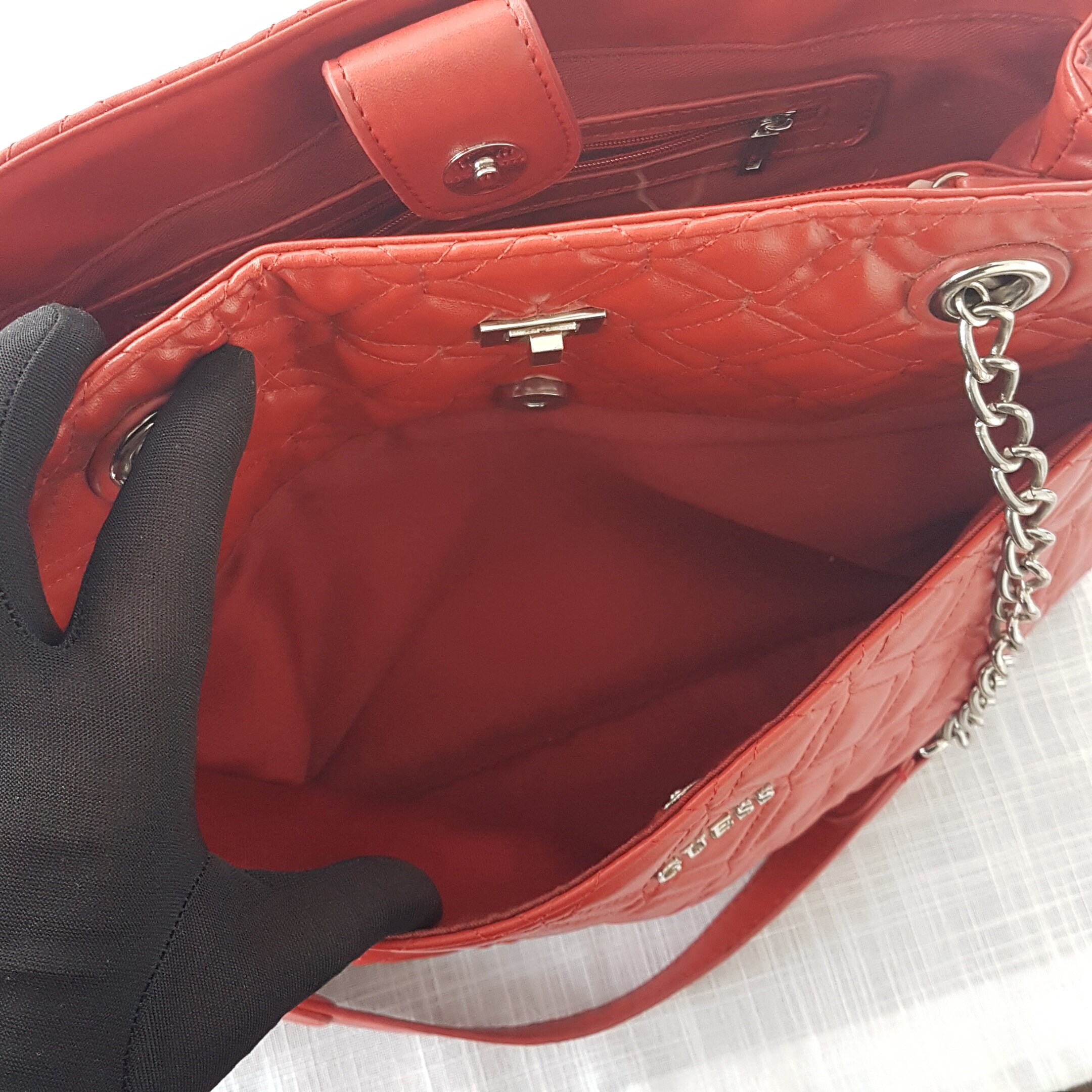 Handbag GUESS Red in Cotton - 22582387