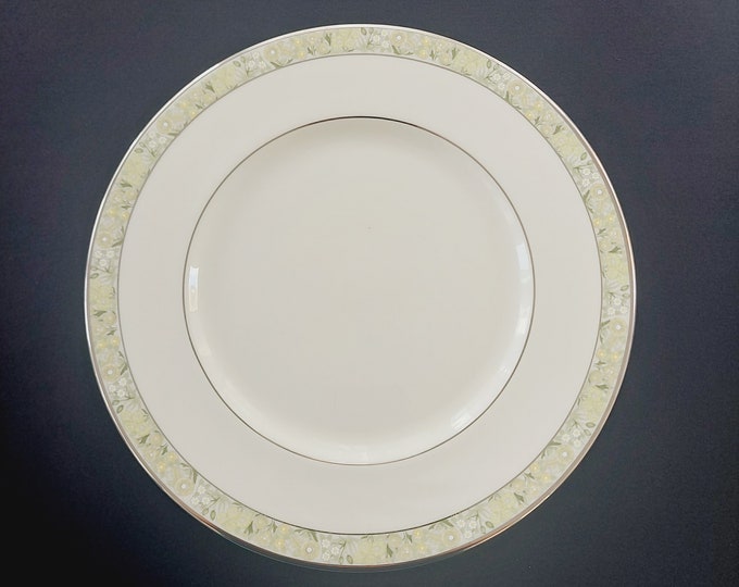 Vintage MInton WIMBLEDON Dinner Plates, 10.5 inch, Sets of 2, Yellow Floral Band, Bone China