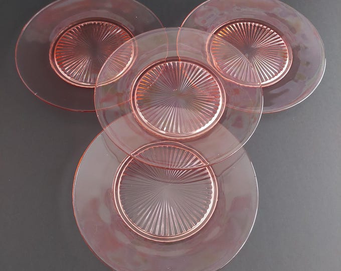 Vintage Pink Depression Glass Salad Plates Set of 4