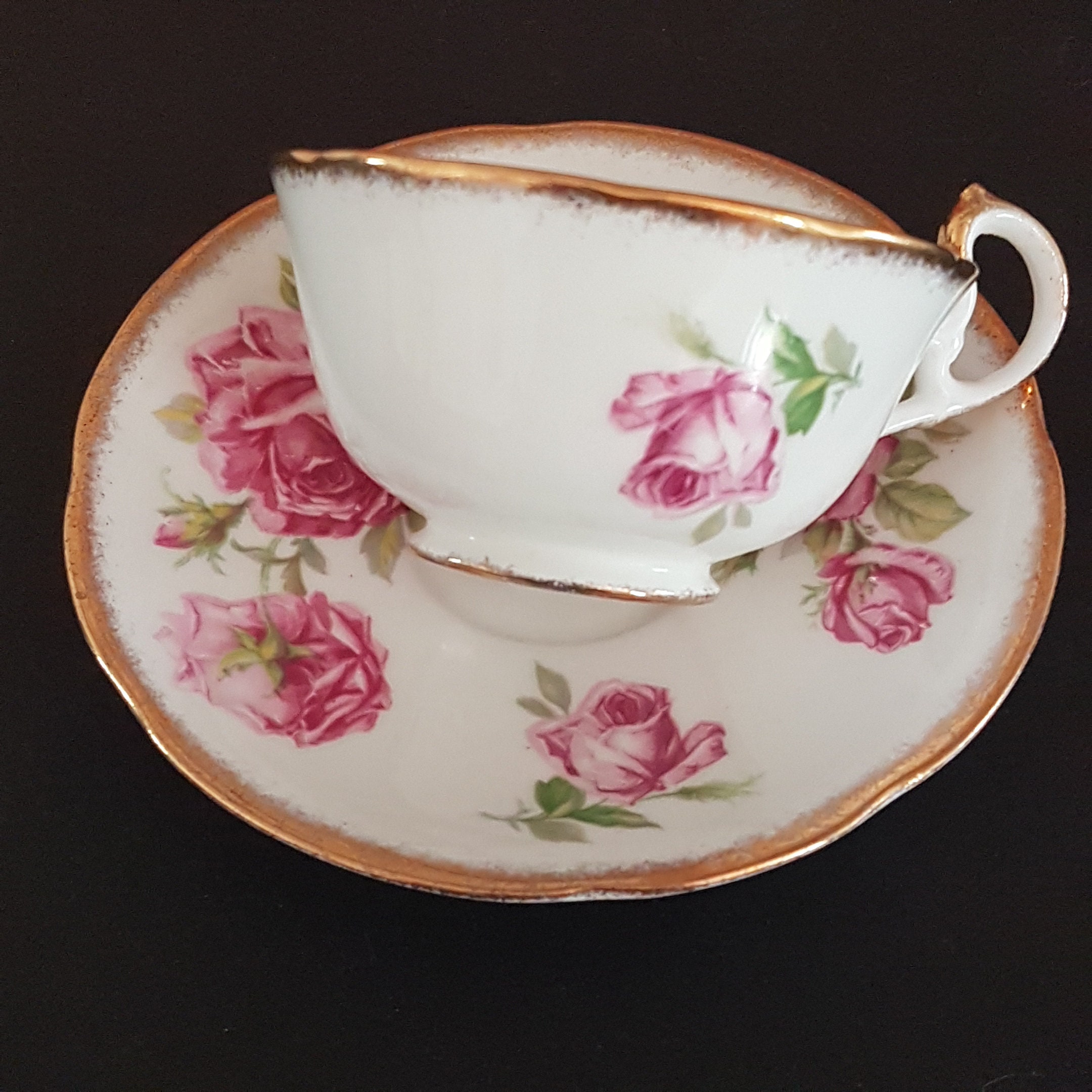 Vintage Royal Standard ORLEANS ROSE Tea Cup & Saucer, Pink Cabbage Rose