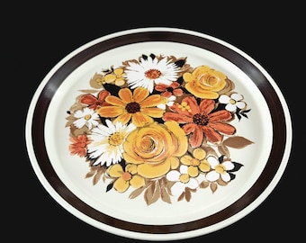 Set of 2 Vintage Mikasa Fayette 7909 StudioKraft Floral Stoneware Dinner Plates - Japan 1970s