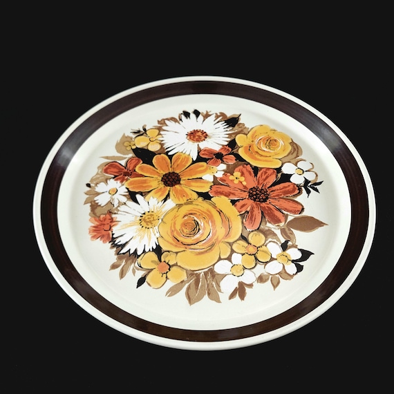 Set of 2 Vintage Mikasa Fayette 7909 StudioKraft Floral Stoneware Dinner Plates - Japan 1970s
