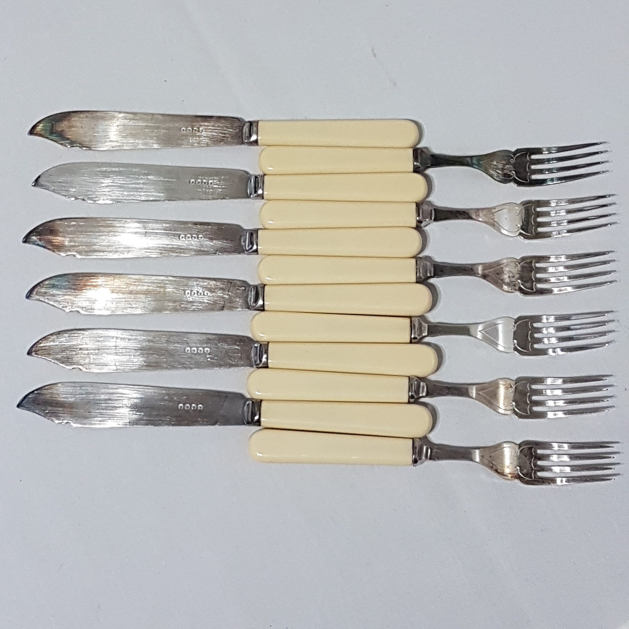 Set of 6 EPNS Fish Knives and Forks, Bone Fish Knife, Unique