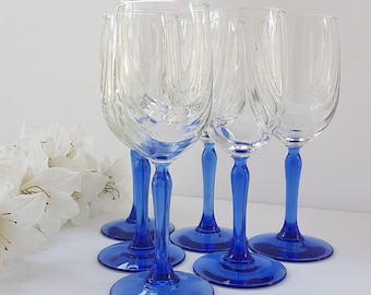 2pc Lenox Crystal SWAG Wine Glasses Set: Cobalt Blue Stemware
