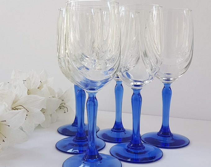 Lenox Crystal SWAG Wine Glasses, Set of 2, Cobalt Blue Stemware