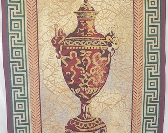 Dark Academia Greek Urn Tapestry, Vintage Woven Wall Art, Ancient Vessel Decor, Classical History Gift - 27x36 inch