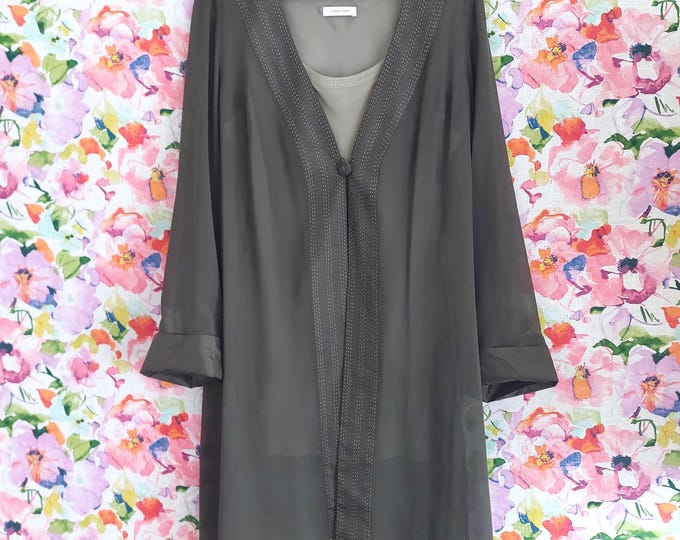 Windsmoor Olive Green Silk Jacket Tank Set Size 14