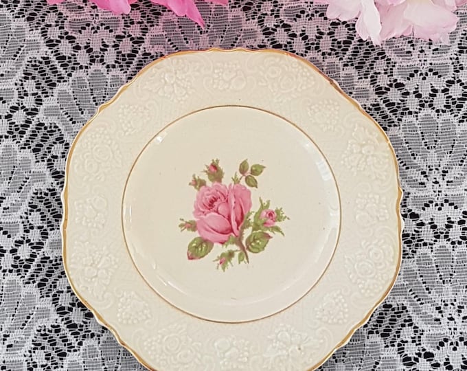 Vintage Crown Ducal Florentine Rose Side Plates Set - 4pc Shabby Chic Tea Party Cottage Core Decor