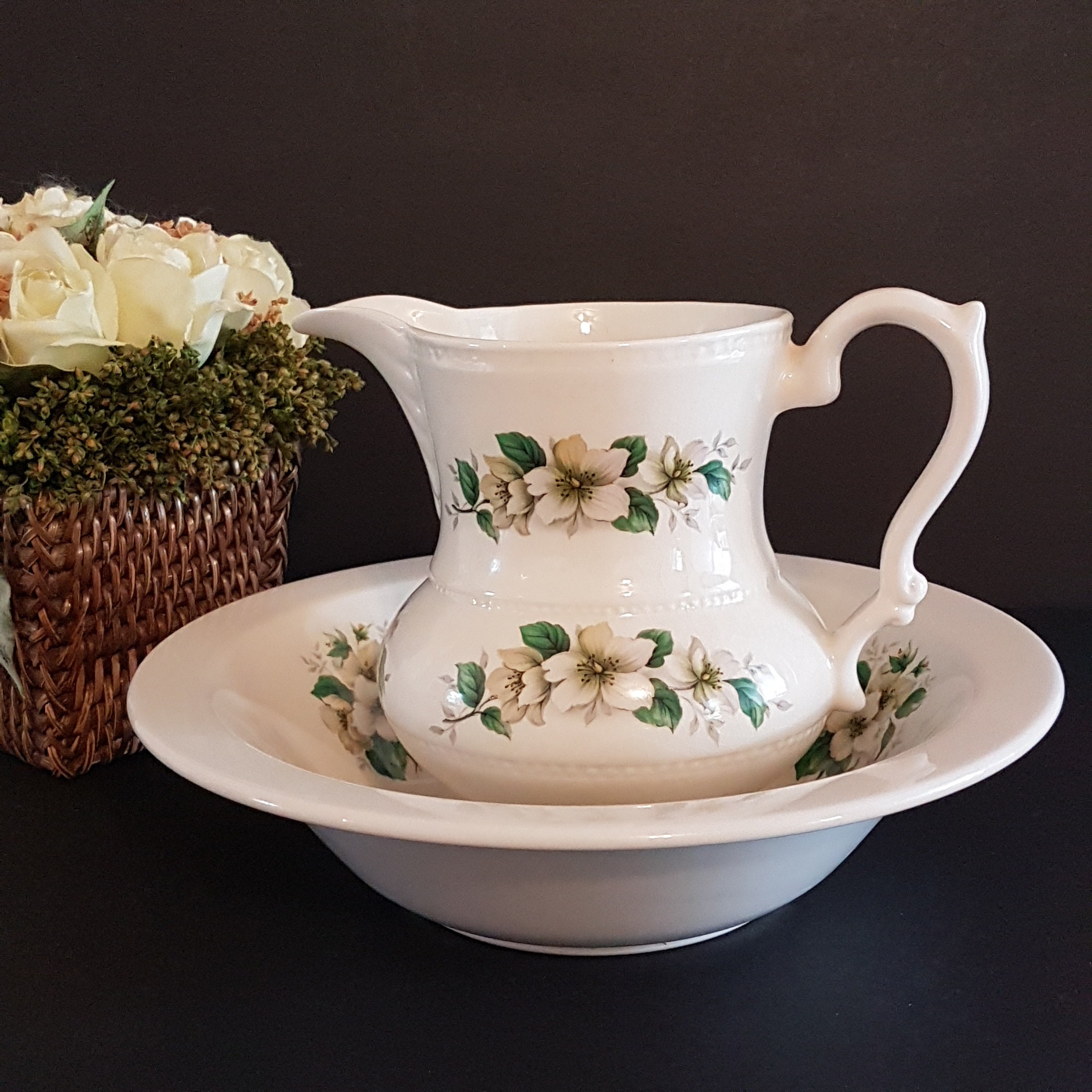 Lord Nelson Ware Pottery England Pitcher & Bowl, White ...